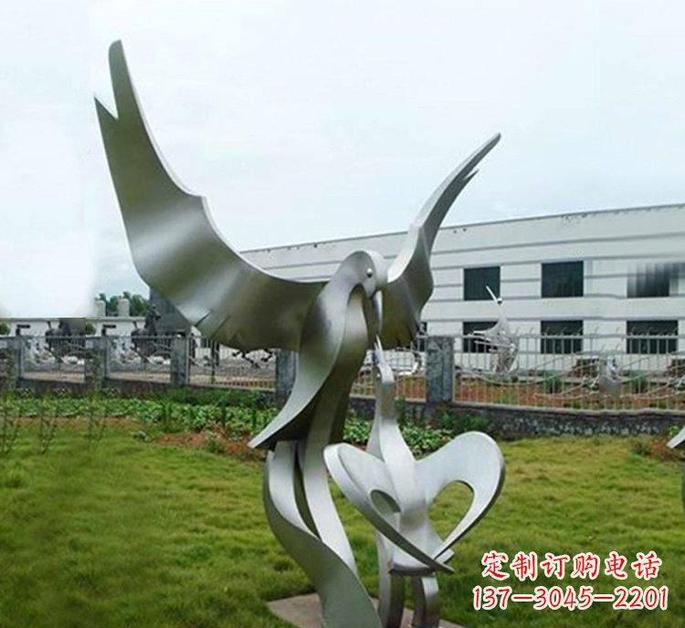 海南“喂食”不锈钢动物鸟类景观雕塑，公园校园中国文化传承雕塑