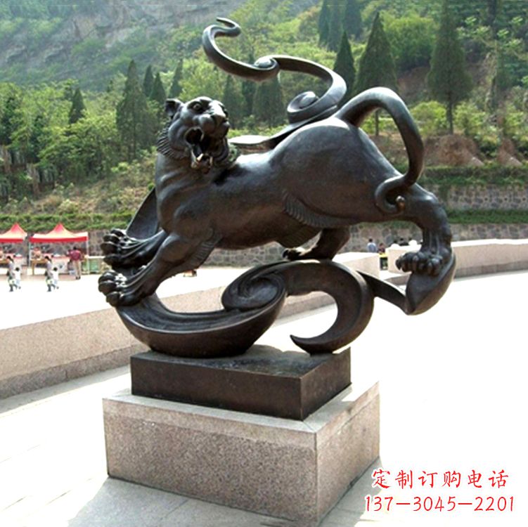 海南白虎神兽铜雕-纯铜铸造广场文化动物雕塑摆件
