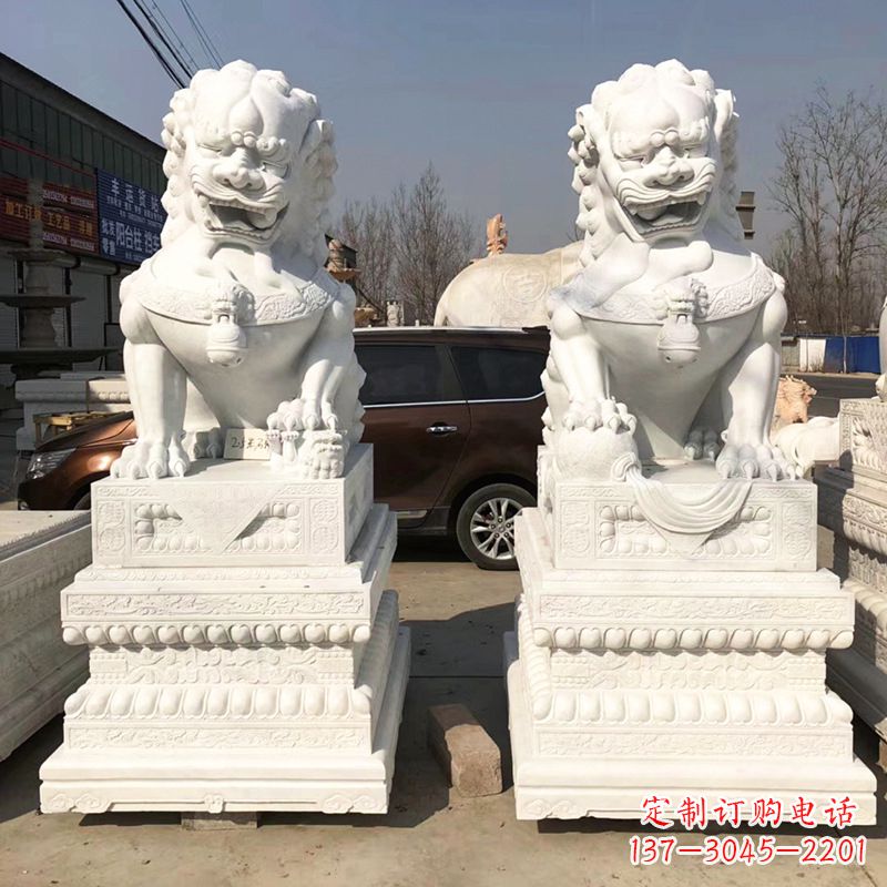 海南新精美汉白玉狮子