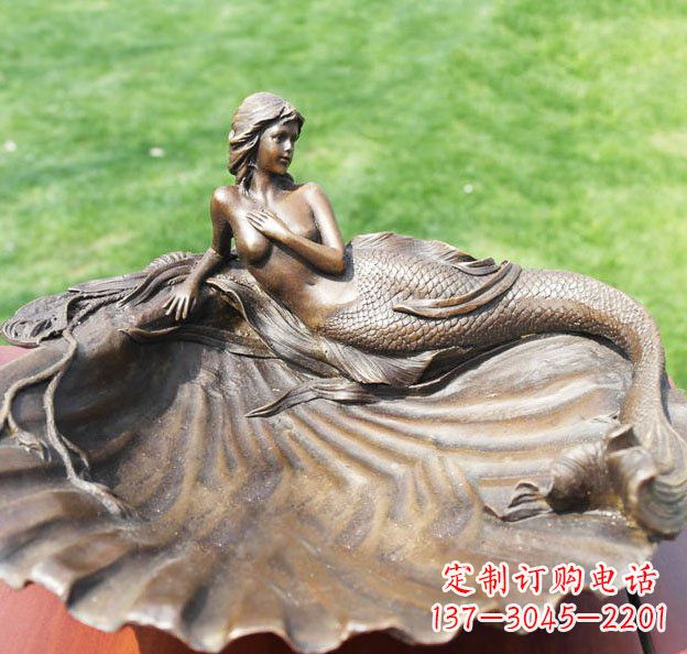 海南贝壳上的美人鱼园林景观铜雕