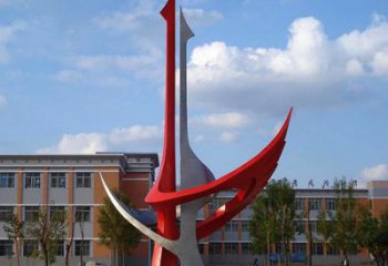 海南2只抱在一起的抽象仙鹤寓意“合和”的校园广场景观雕塑