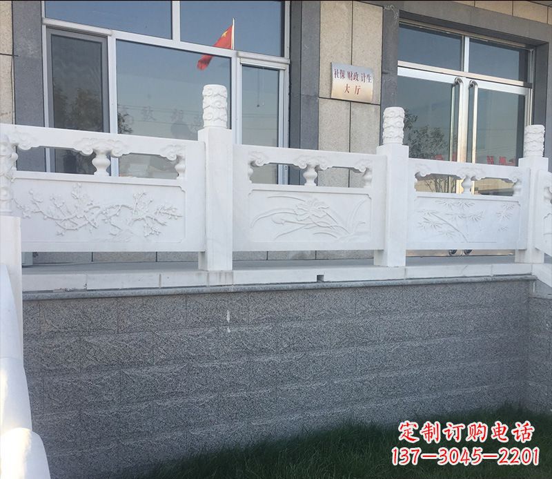 海南别墅汉白玉栏板景观石雕 (2)