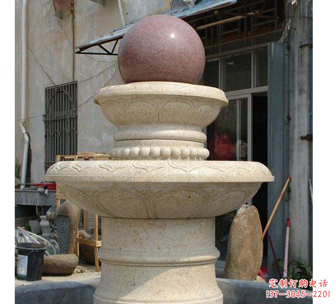 海南别墅景观大理石风水球喷泉雕塑