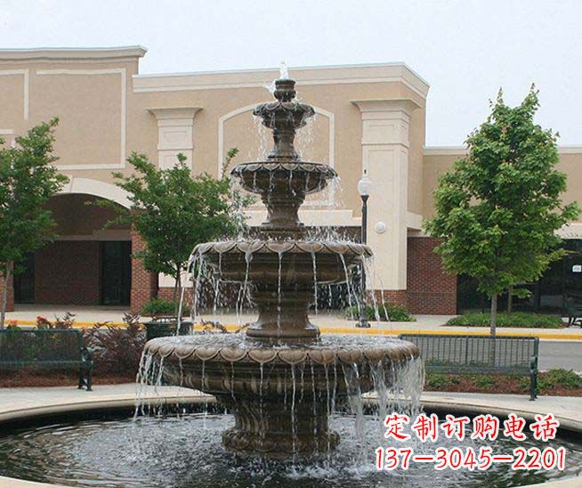 海南别墅景观石雕多层喷泉雕塑 (3)