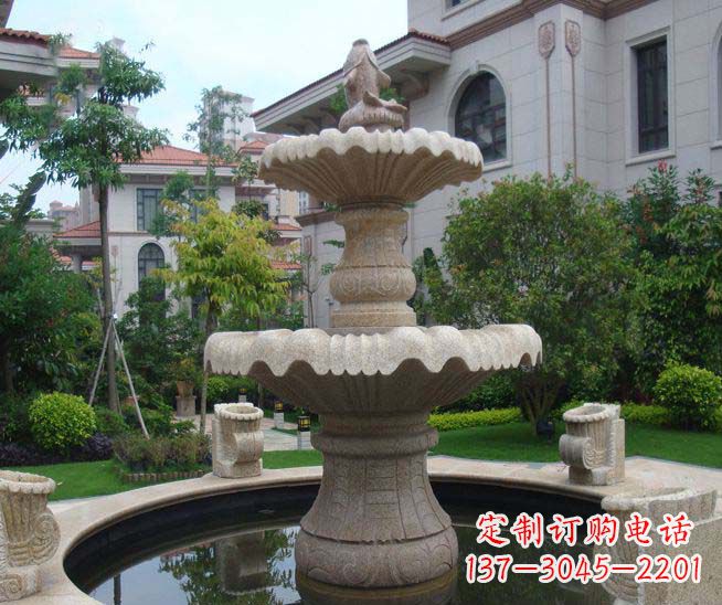 海南别墅景观石雕多层喷泉雕塑