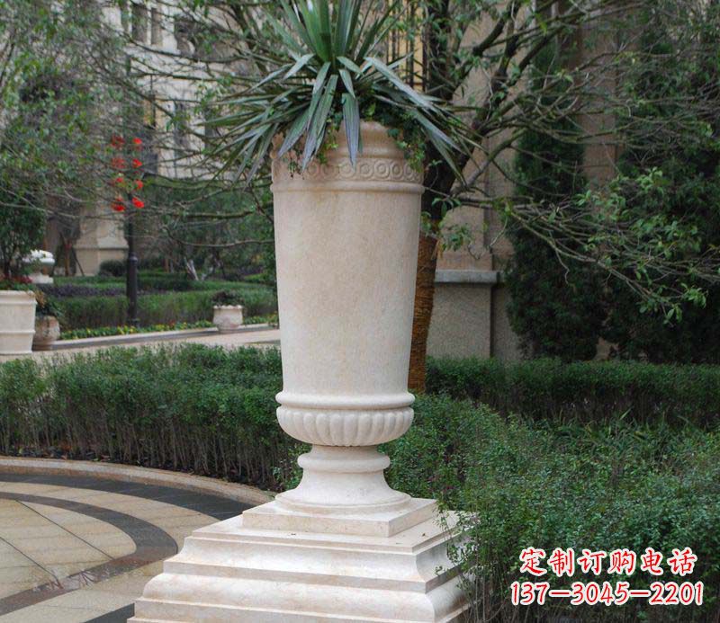 海南别墅景观石雕花盆