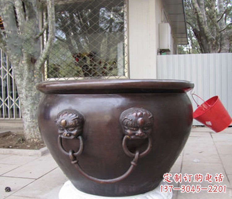 海南招财进宝水缸铜雕塑摆件