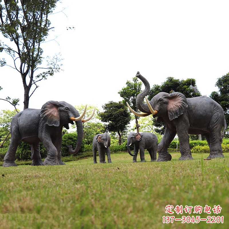海南玻璃钢大象雕塑传承古老文化，点缀园林景观