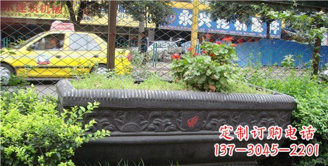 海南玻璃钢仿铜花盆景观雕塑
