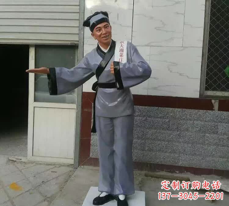 海南精致玻璃钢店小二雕塑