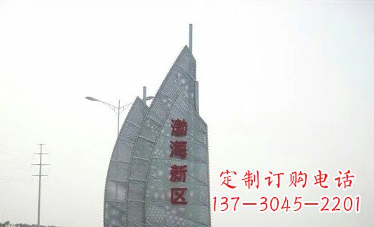 海南渤海新区精美不锈钢船帆雕塑
