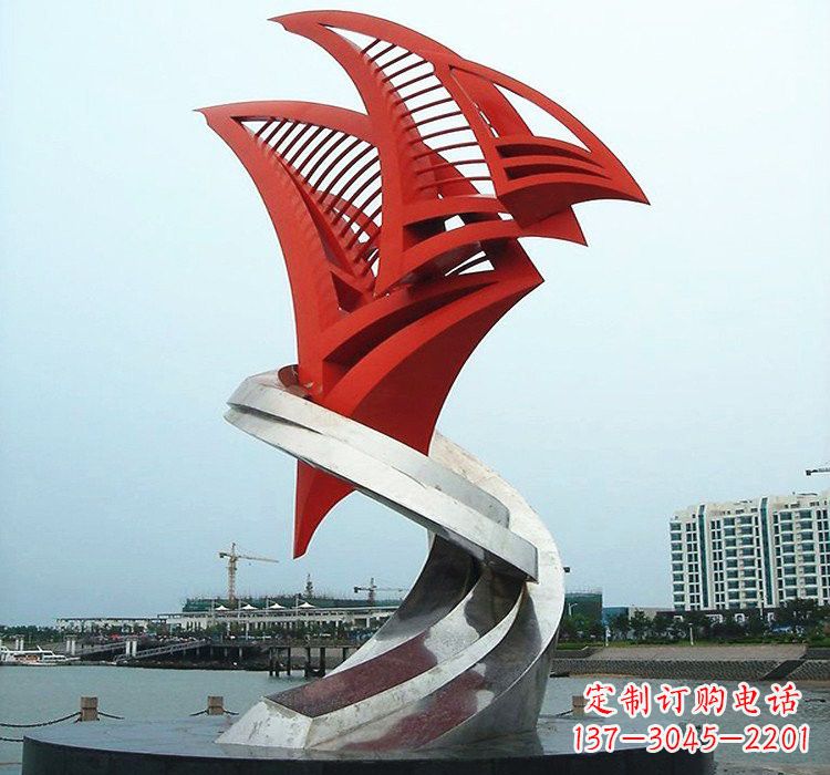 海南不锈钢彩色帆船雕塑