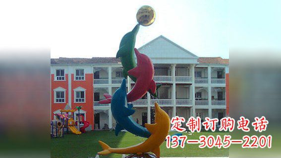 海南精美不锈钢海豚雕塑