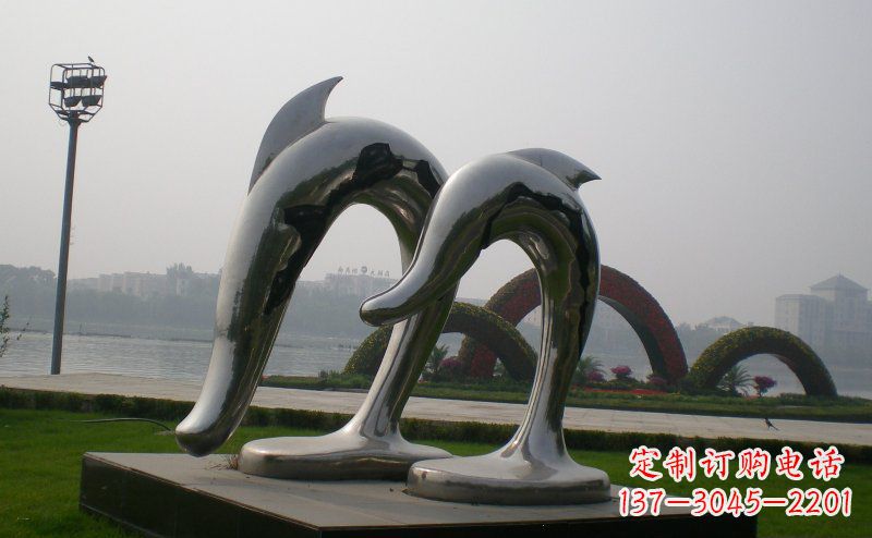 海南精美不锈钢海豚雕塑