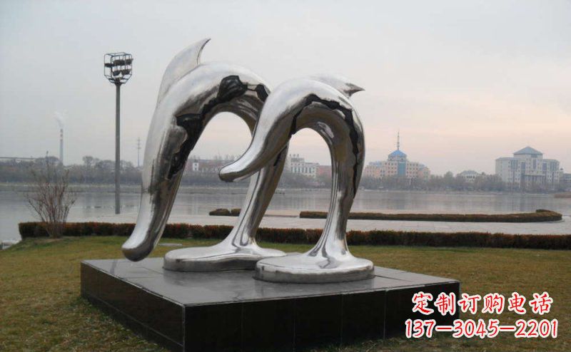 海南精致的不锈钢海豚雕塑