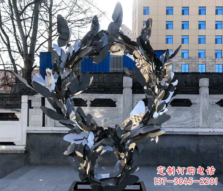 海南不锈钢蝴蝶花环景观雕塑