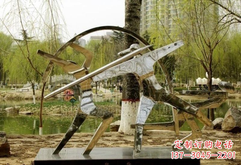 海南不锈钢抽象运动员雕塑