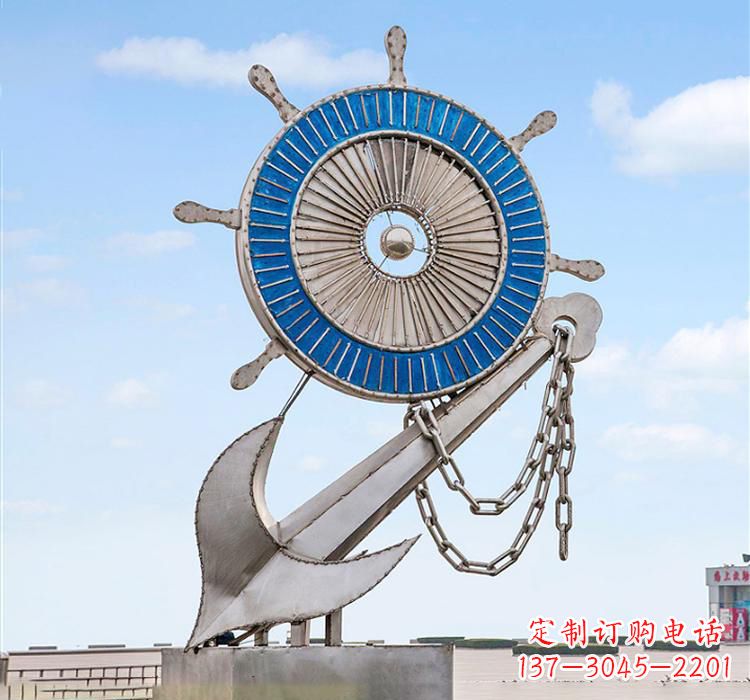海南不锈钢船舵雕塑传承海洋文化