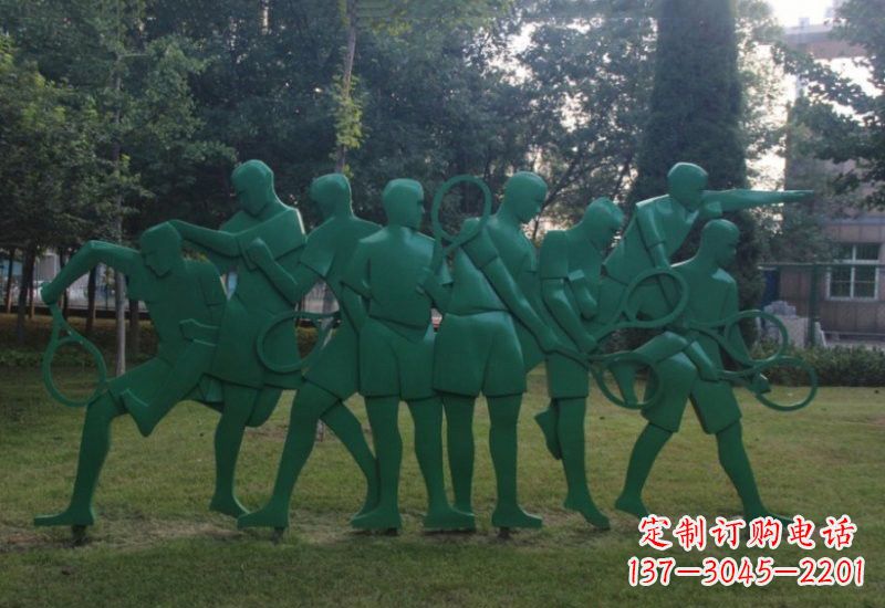 海南不锈钢打羽毛球人物雕塑