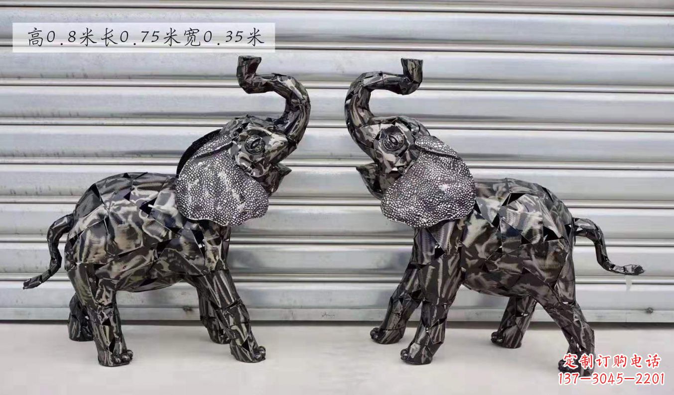 海南不锈钢大象雕塑精美的摆件装饰