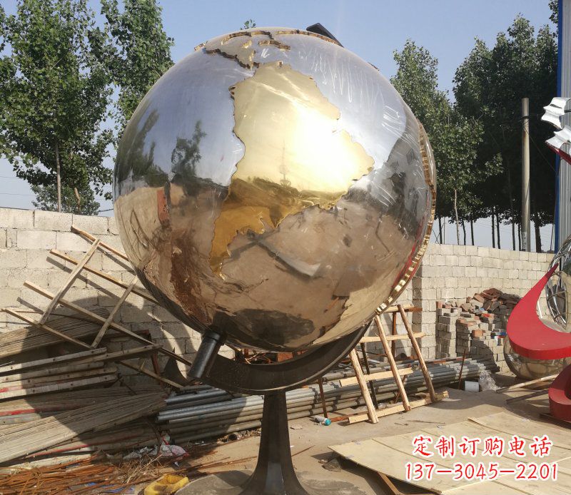 海南不锈钢地球仪校园雕塑_2