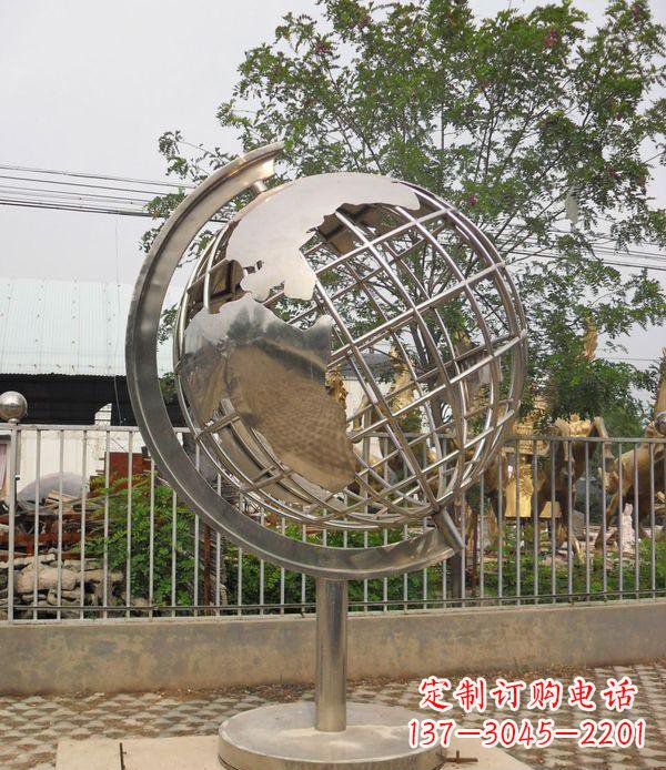 海南不锈钢地球仪校园雕塑_1