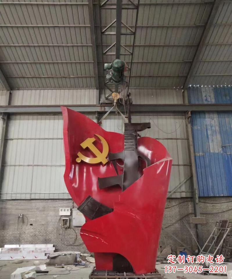 海南不锈钢的党旗步枪雕塑