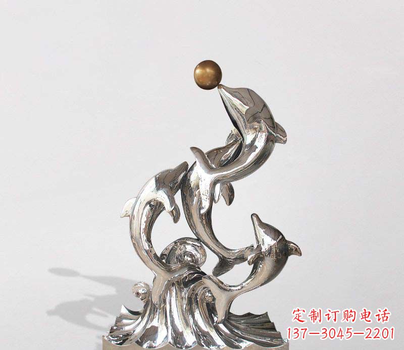海南不锈钢动物海豚雕塑1