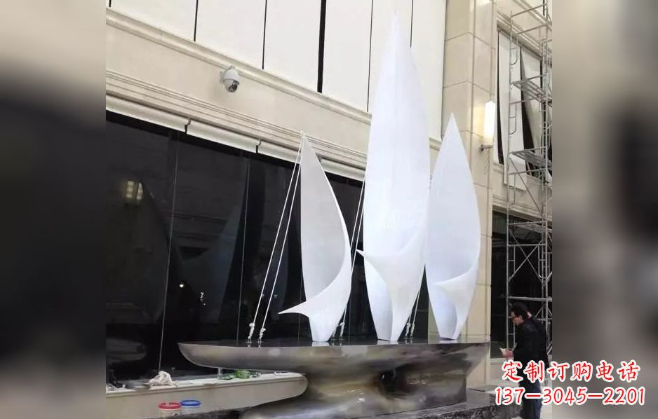海南不锈钢帆船海洋迷人的雕塑