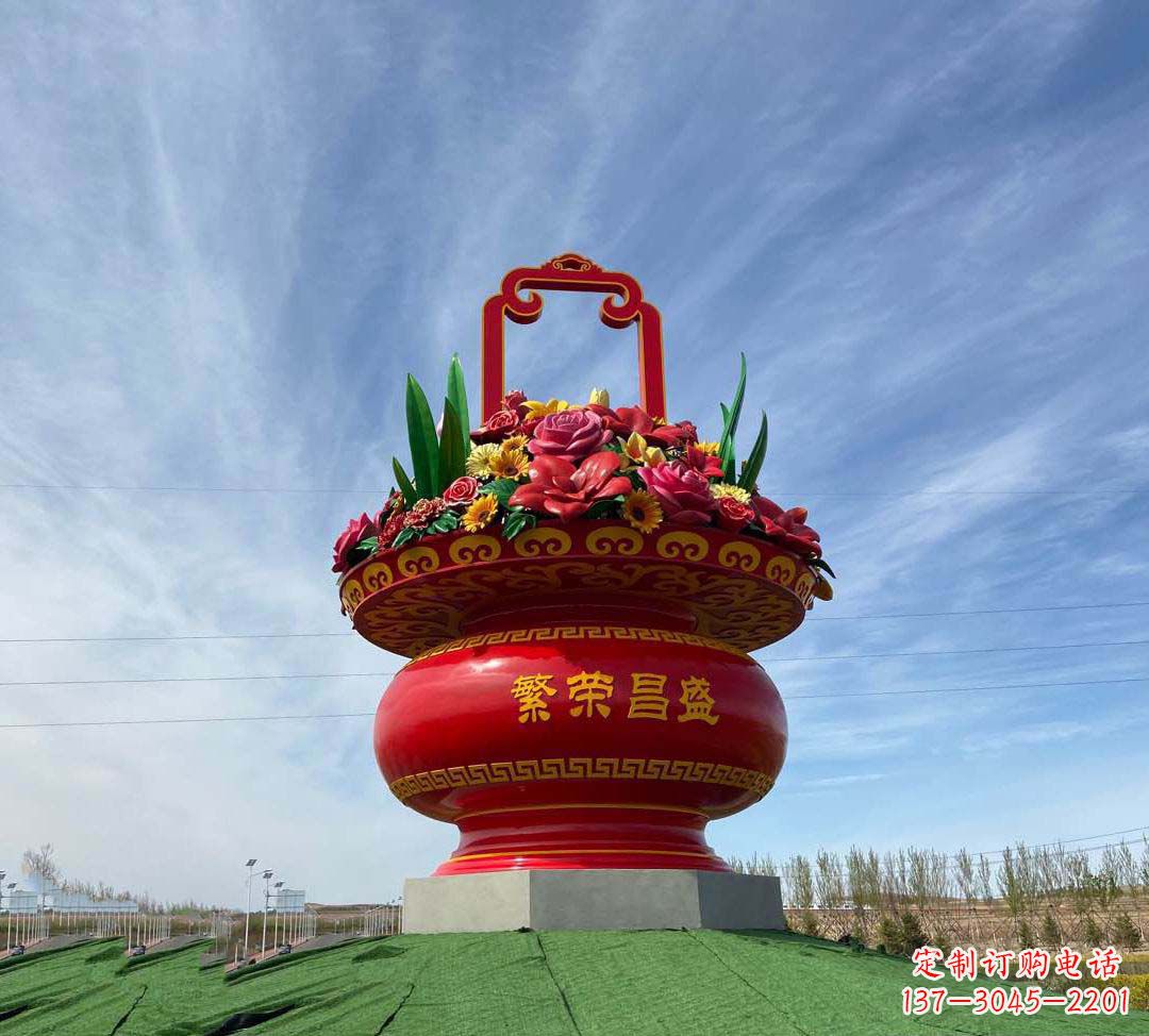 海南不锈钢花篮雕塑象征繁荣昌盛