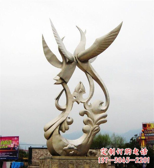 海南不锈钢凤凰雕塑传承古代美学