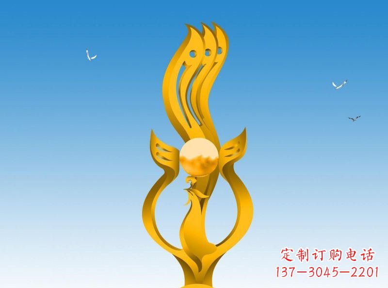 海南不锈钢凤凰雕塑灿烂外形,精美艺术
