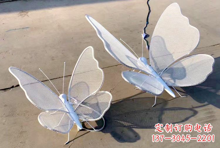 海南不锈钢钢丝网格蝴蝶雕塑摆件,可加灯带