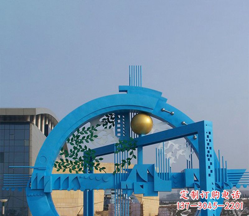 海南不锈钢拱桥雕塑美丽的艺术品
