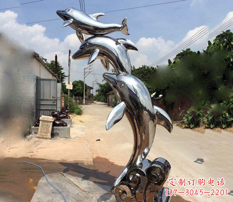 海南不锈钢海豚雕塑艺术的浪漫