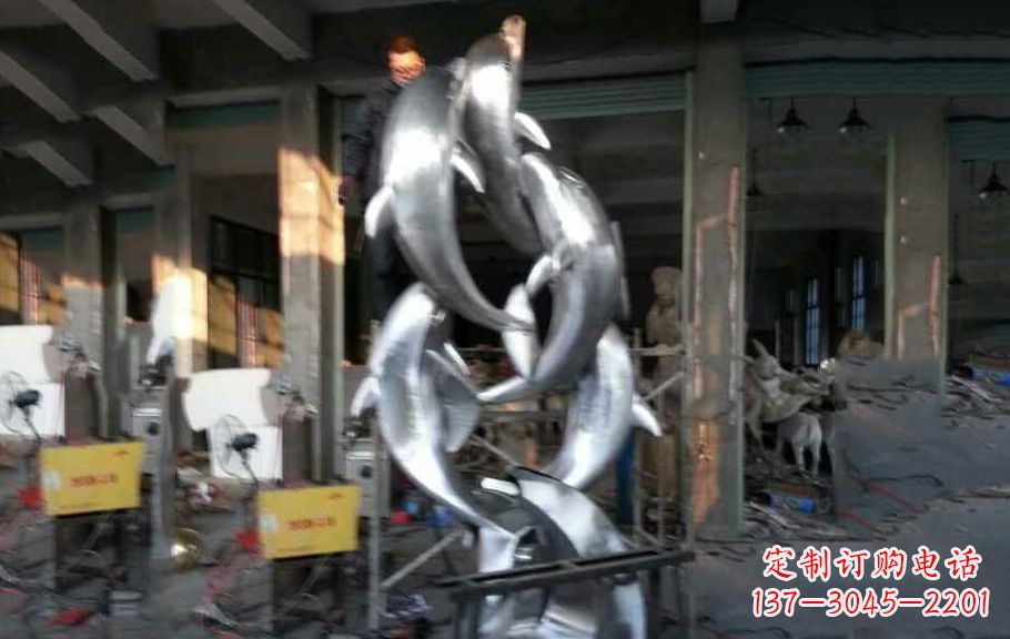 海南不锈钢海豚雕塑漂亮的海洋艺术品