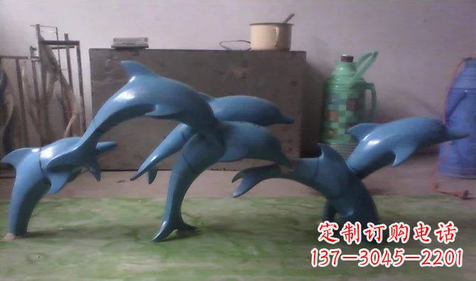 海南不锈钢海豚雕塑精致的艺术品