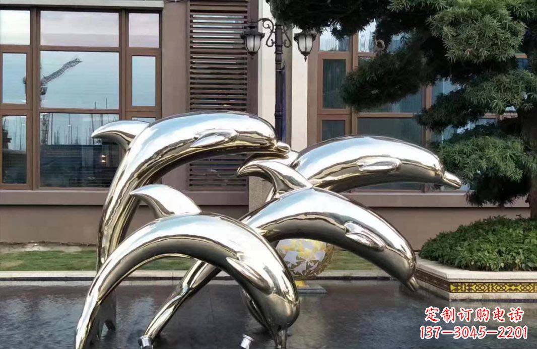 海南不锈钢海豚跳跃雕塑精美绝伦