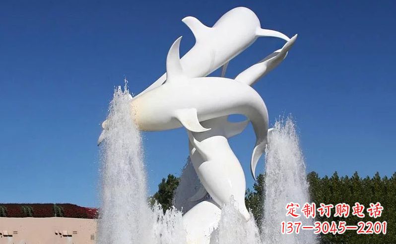 海南不锈钢海豚喷泉雕塑传递海豚的美丽