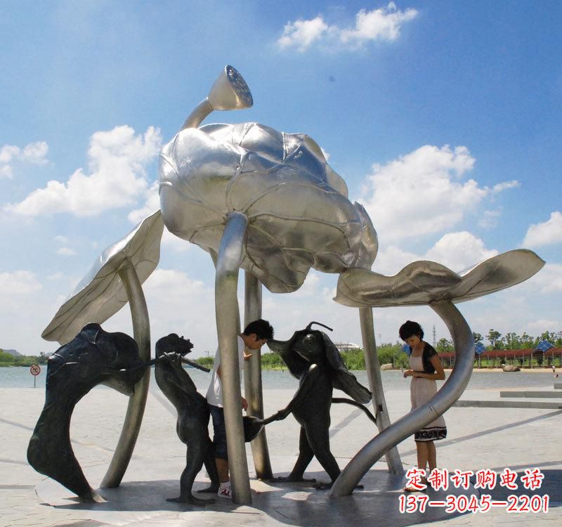 海南荷花之美——不锈钢荷花广场雕塑
