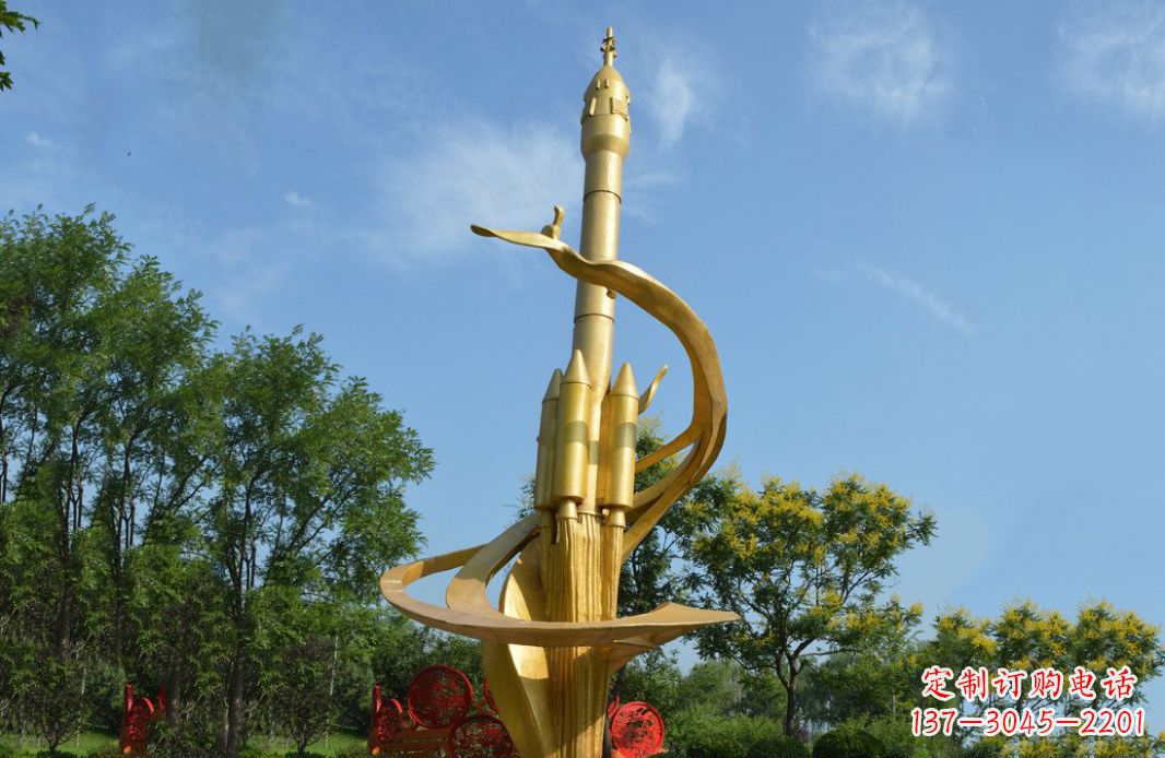 海南火箭飞向蓝天不锈钢火箭广场景观雕塑