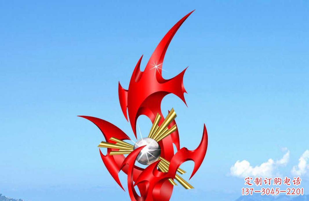 海南不锈钢火苗抽象景观雕塑给城市添彩