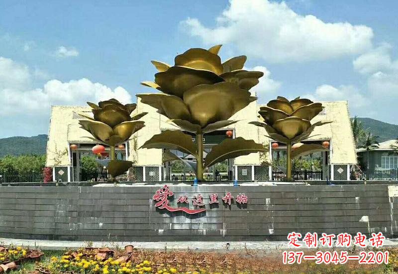 海南不锈钢玫瑰雕塑美丽的艺术品