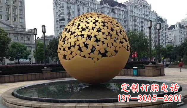 海南不锈钢镂空球喷泉雕塑——精致美观