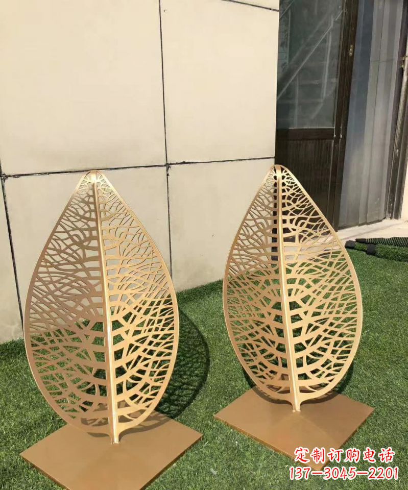 海南不锈钢树叶雕塑,精致典雅