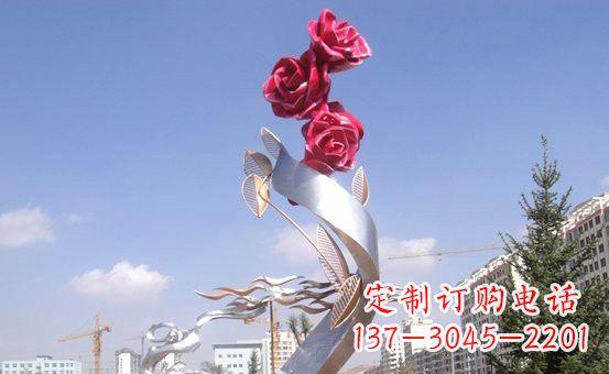 海南不锈钢玫瑰雕塑精致的艺术之美