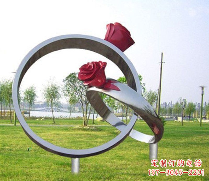 海南不锈钢玫瑰戒指雕塑