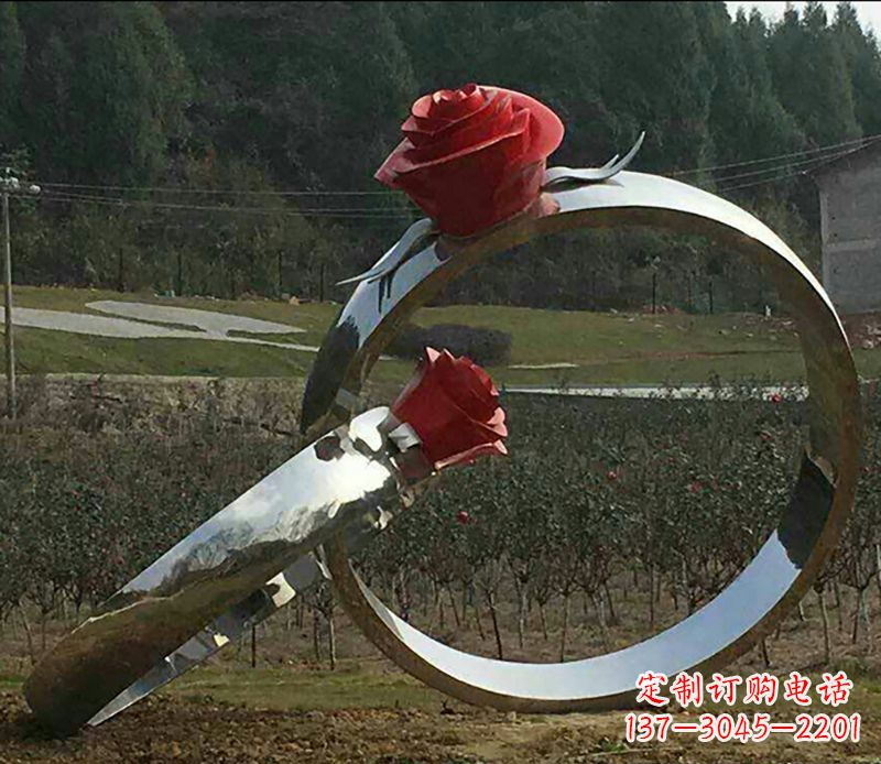 海南不锈钢玫瑰雕塑精美的艺术珍品