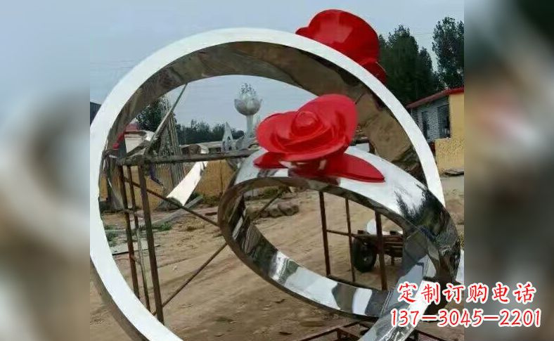 海南不锈钢玫瑰花戒指雕塑