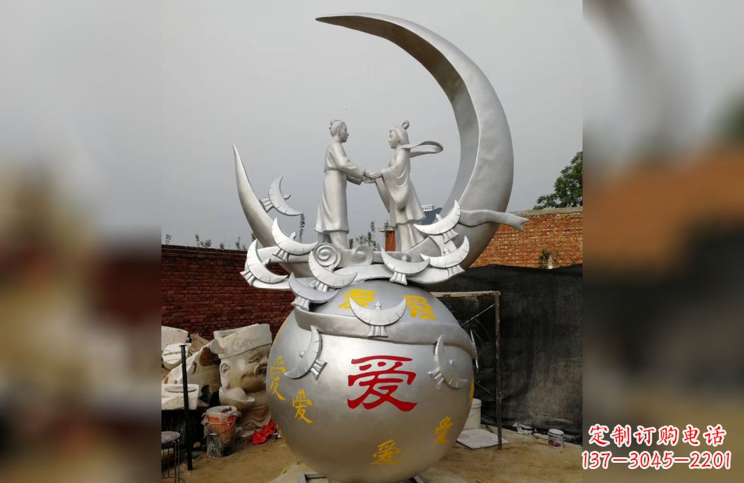 海南不锈钢牛郎织女雕塑爱情永存